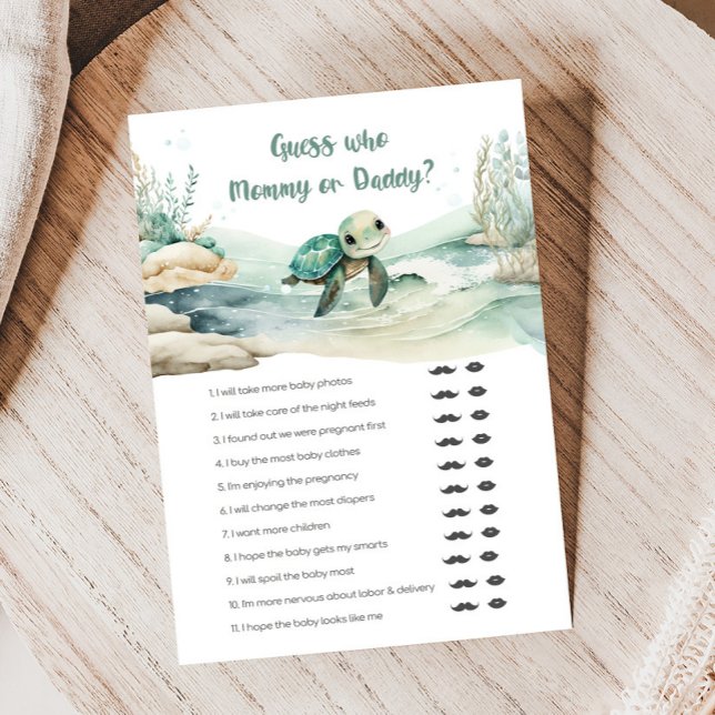 Baby shower de tortue de mer Guest maman ou papa j (Sea Turtle Baby Shower Game)