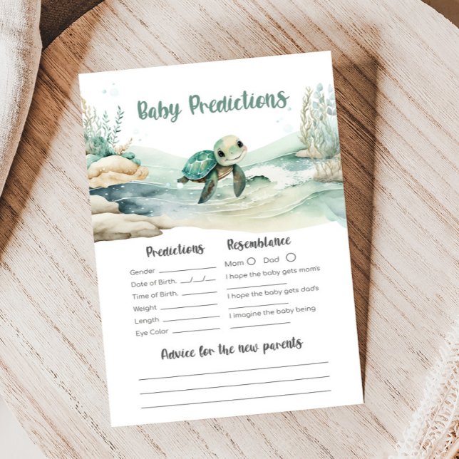 Baby shower de tortue de mer Jeu de prédictions de (Sea Turtle Baby Shower Game)