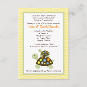 Baby shower de tortues colorées Invitation (Jaune)