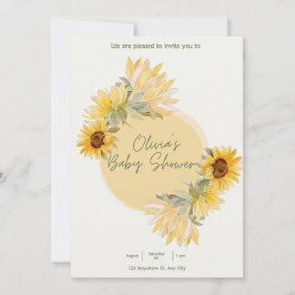 Baby shower de tournesol d'aquarelle Invitation