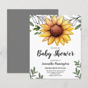 Baby shower de tournesol d'aquarelle Invitation bu