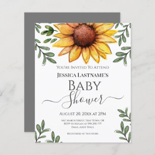 Baby shower de tournesol d'aquarelle Invitation bu
