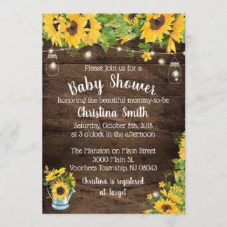 Baby shower de tournesol Invitation - Pays rustiqu