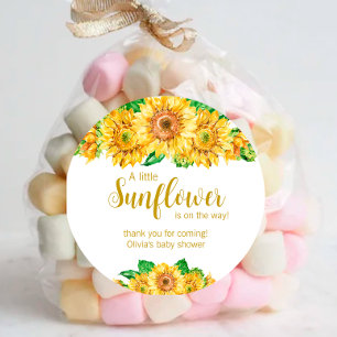 Baby shower de tournesol merci autocollant rond