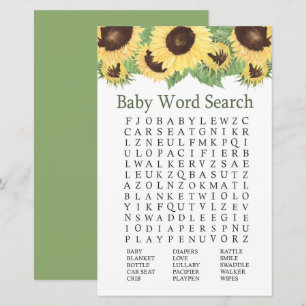 Baby shower de tournesol Mot de recherche Jeu
