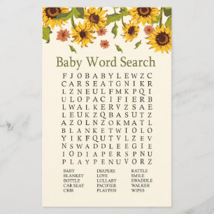 Baby shower de tournesol Mot de recherche Jeu