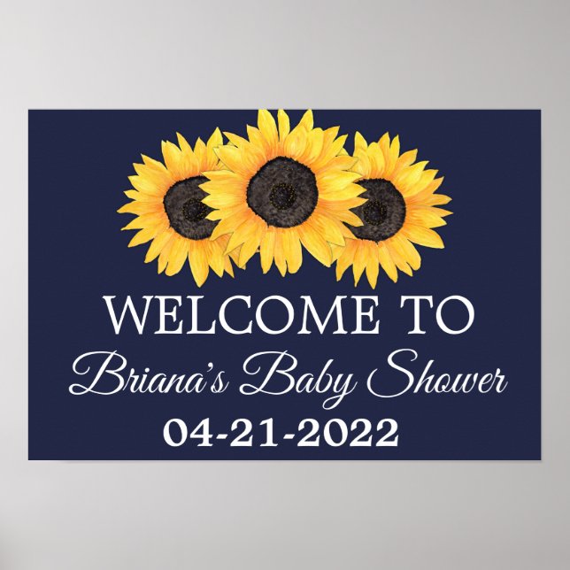 Baby shower de tournesols Affiche de bienvenue Rus (Devant)