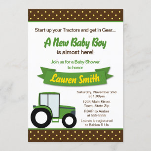 Baby shower de tracteur - Invitation 5x7 Carte
