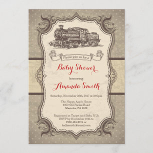 Baby shower de train Invitation Vintage Retro