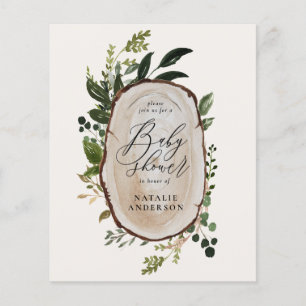 Baby shower de tranche de bois rustique invitation