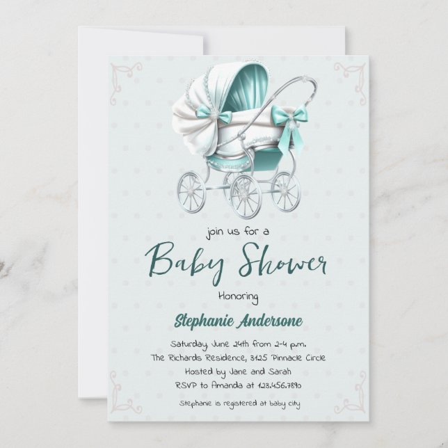 Baby shower de transport bébé mignon Invitation (Devant)