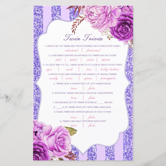 Baby shower de Trivia Twin pour bébé modifiable av (Devant)