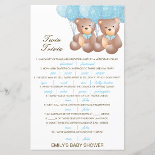 Baby shower de Trivia Twin pour bébé modifiable av