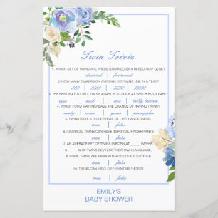 Baby shower de Trivia Twin pour bébé modifiable av