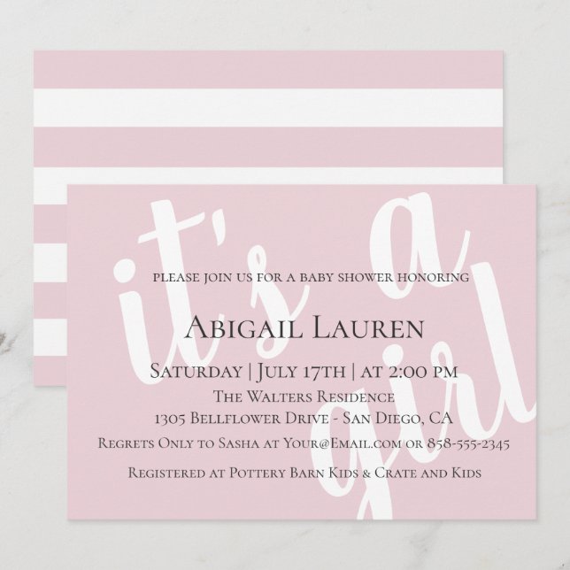 Baby shower de typographie moderne chic Invitation (Devant / Derrière)