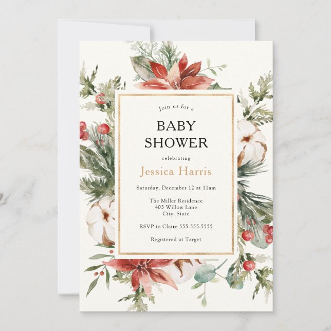 Baby shower de verdure d'hiver Invitation (Devant)