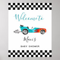 Baby shower de voiture Blue Race Affiche de bienve