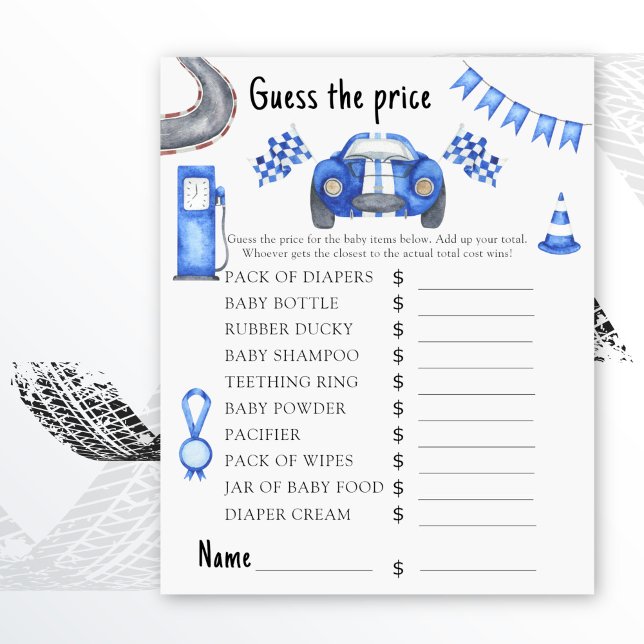 Baby shower de voiture de course Devinez le prix!  (Créateur téléchargé)