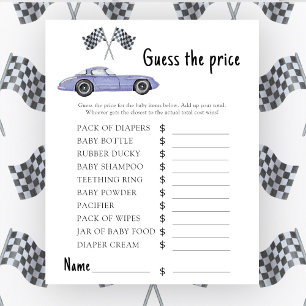 Baby shower de voiture de course Devinez le prix! 