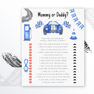 Baby shower de voiture de course - jeu maman ou pa