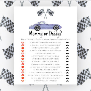 Baby shower de voiture de course - jeu maman ou pa