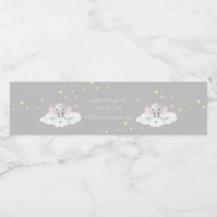 Baby shower d'eau gris éléphant Étiquettes