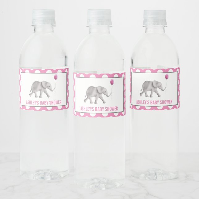 Baby shower d'eau rose  Étiquettes (Bouteilles)