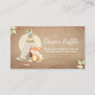 Baby shower Déchets Carte Raffle Fox Teepee Woodla