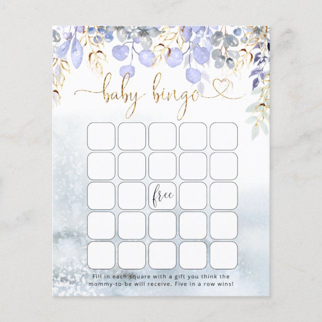 Baby shower d'éléphant d'hiver Jeu de Bingo (Devant)