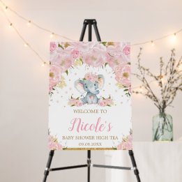 Baby shower d'éléphant rose pâle rose