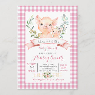 baby shower d'élevage de porcs Invitation fille ro