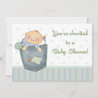 Baby shower Denim Green Invitation