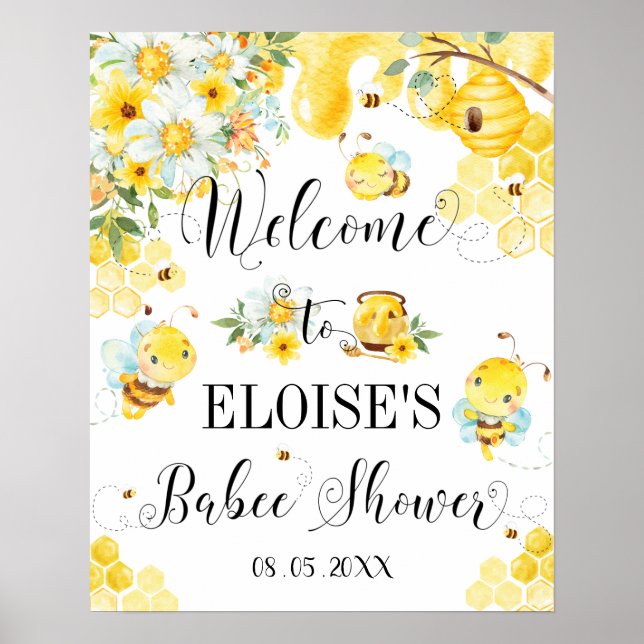 Baby shower des abeilles de miel mignonne Affiche  (Devant)