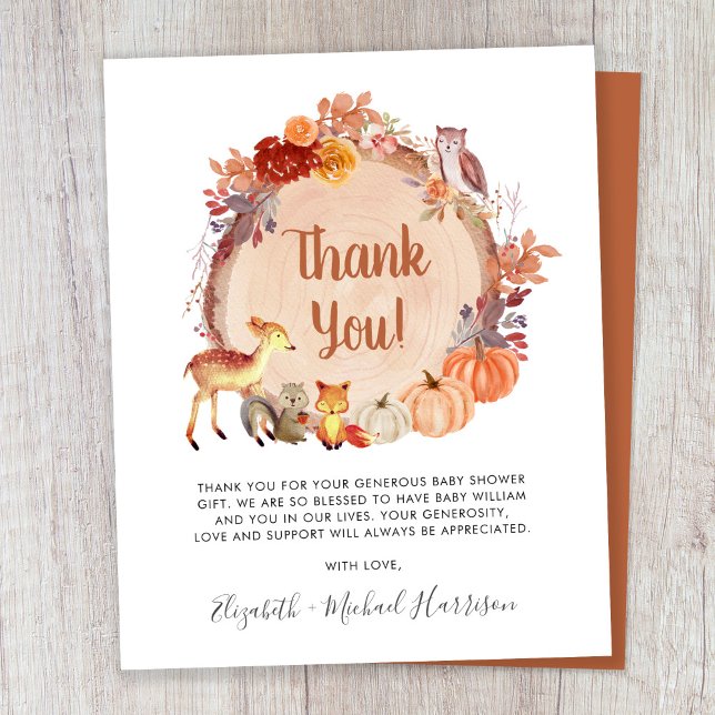 Baby shower des animaux de bois citrouilles Merci (Créateur téléchargé)