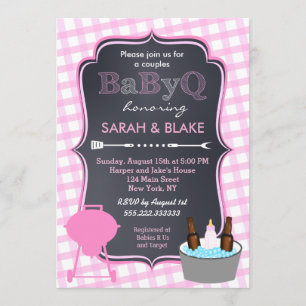 Baby shower des couples roses Invitations BBQ Baby