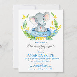 Baby shower des éléphants par invitation par courr