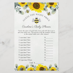Baby shower des fleurs de soleil et des abeilles J