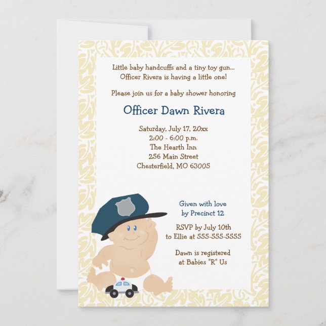 BABY SHOWER des flics de POLICE Invitation 5x7 (Devant)