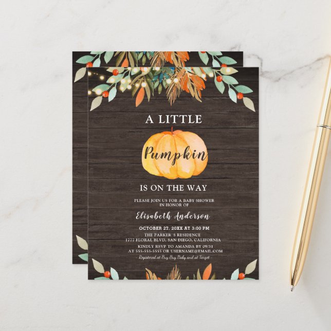 Baby shower des voyants de chaîne rustique du Citr (Devant/Arrière en situation)