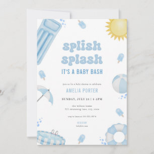 Baby shower d'été bleu scintillant Invitation