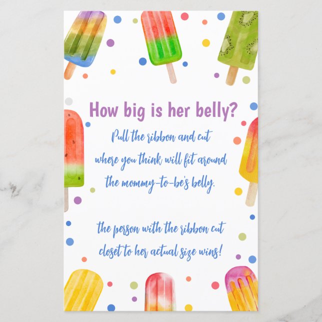 Baby shower D'Été Jeu Quelle Est La Grosse Taille  (Devant)
