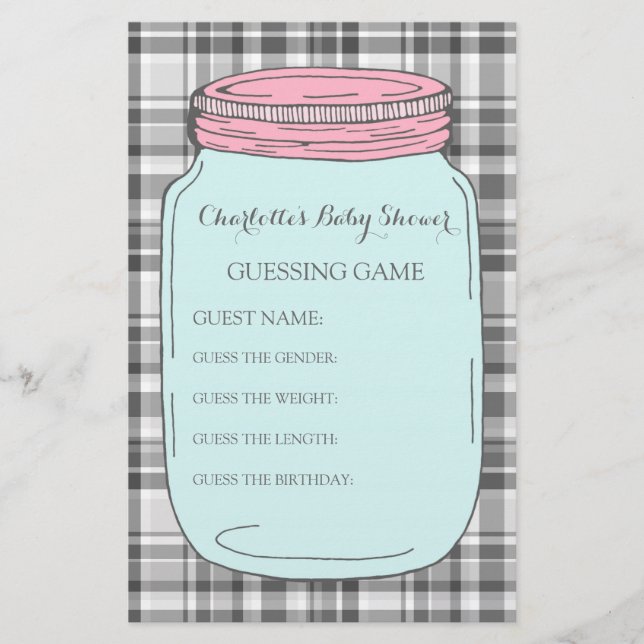 Baby shower Devant Jeu Rose Bleu Mason Jar (Devant)