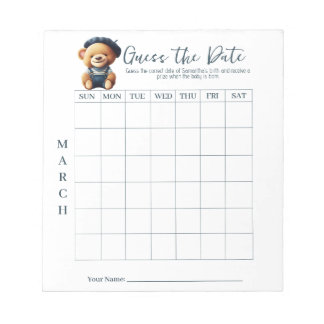 Baby shower devine le Bloc-notes d'activité Date G