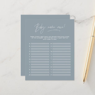 Baby shower devine le nom moderne bleu poussiéreux