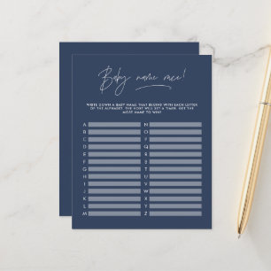 Baby shower devinez le nom marine moderne bleu