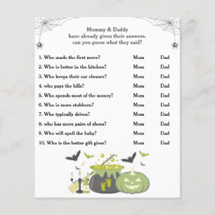 Baby shower d'Halloween Devinez Qui maman ou papa