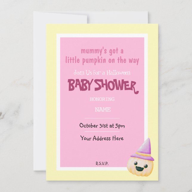 Baby shower d'Halloween mignonne Invitation (Devant)