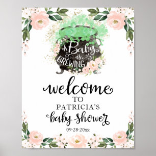 Baby shower d'Halloween rose floral Affiche de bie