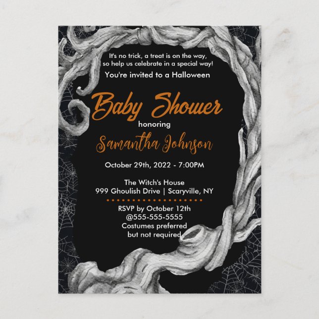 Baby shower d'Halloween Spiderweb Invitation (Devant)