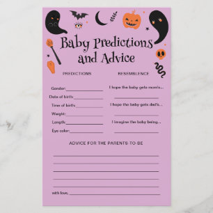 Baby shower d'Halloween violet prédictions bébé Je